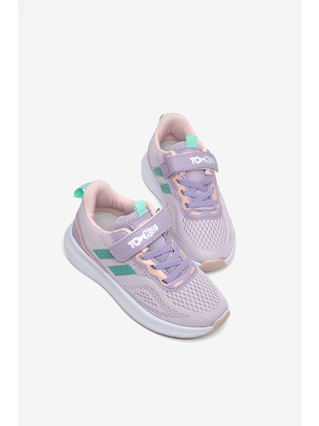 Mor Çocuk Unisex Lila Yeşil Rahat Kalıp Nefes Alabilen Cırtlı Bağcıklı Sneaker-1