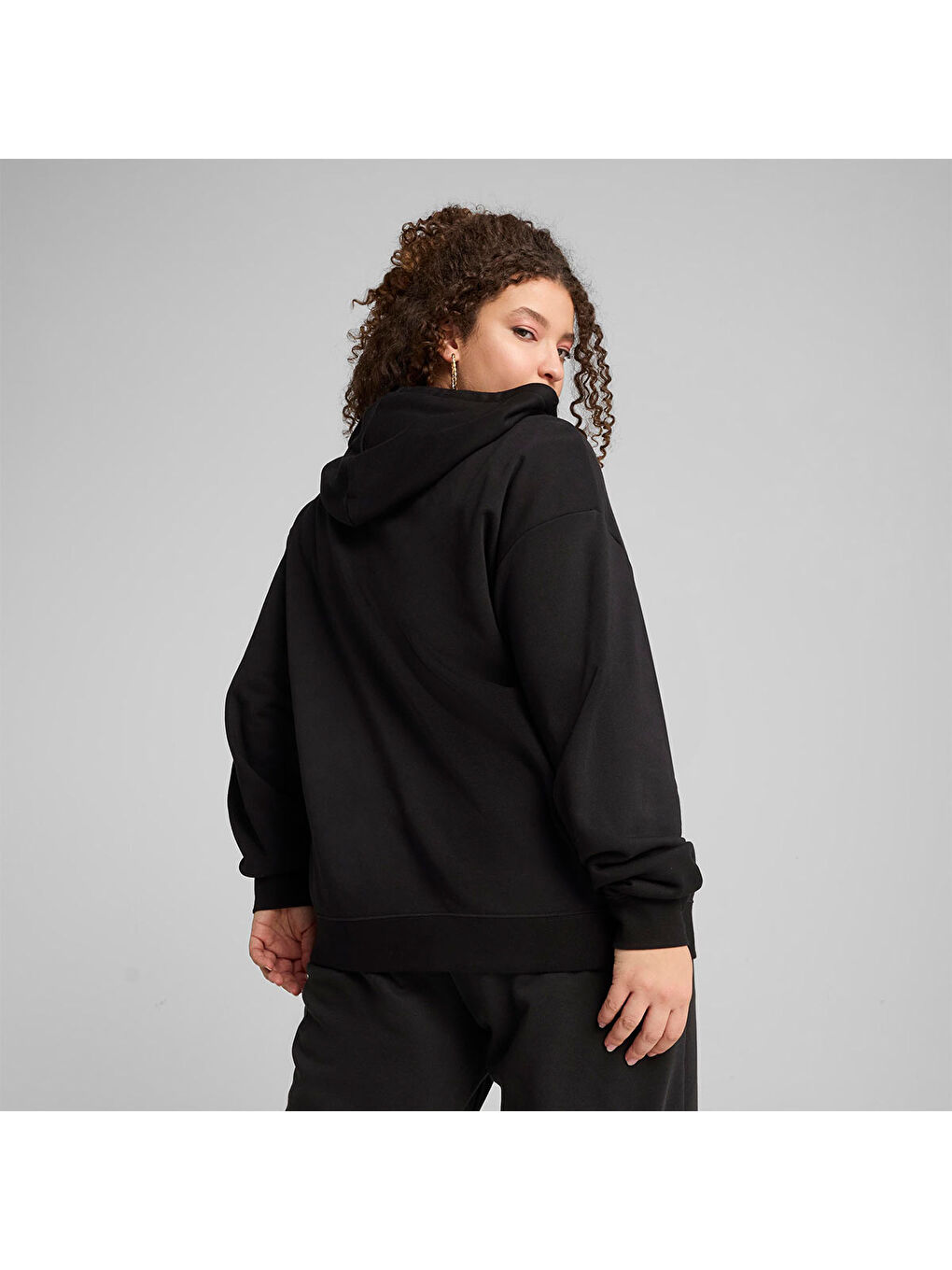 Essentials Comfort Kadın Siyah Kapüşonlu Ceket-2