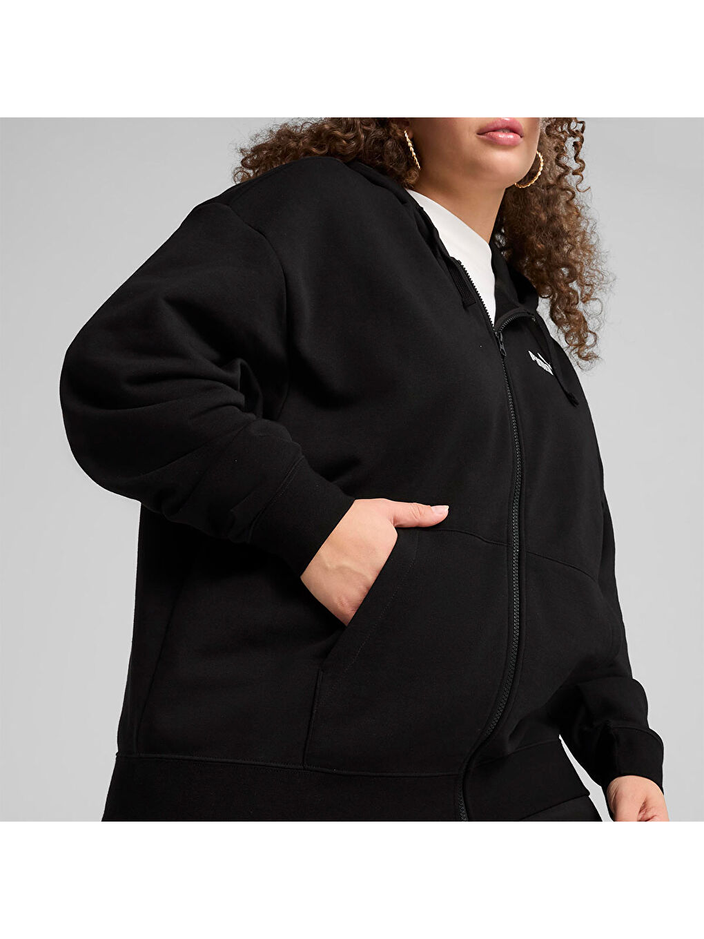 Essentials Comfort Kadın Siyah Kapüşonlu Ceket-3