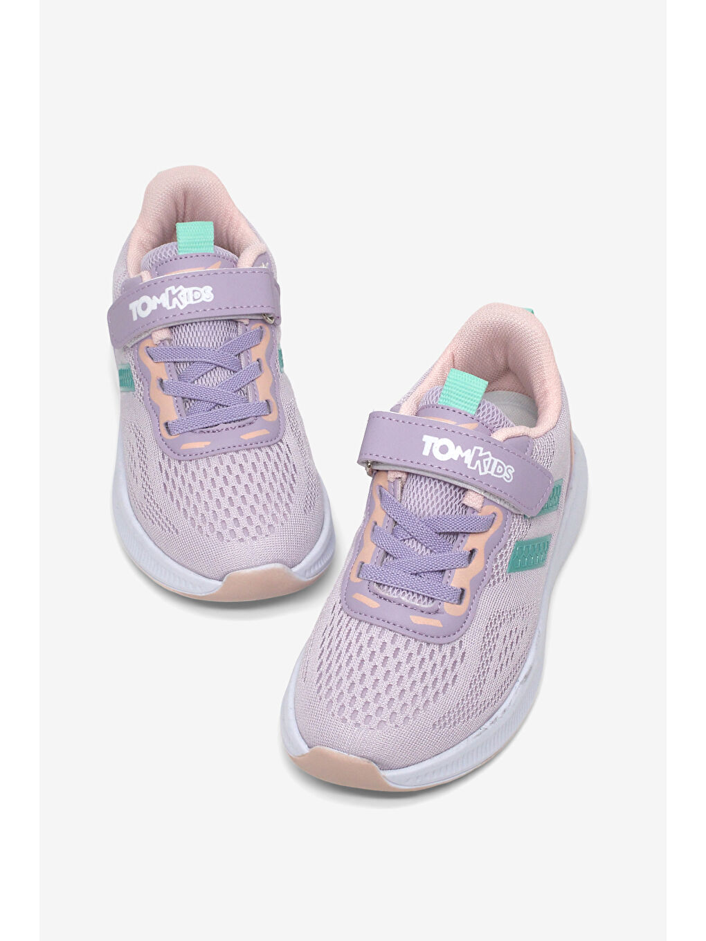 Mor Çocuk Unisex Lila Yeşil Rahat Kalıp Nefes Alabilen Cırtlı Bağcıklı Sneaker-4