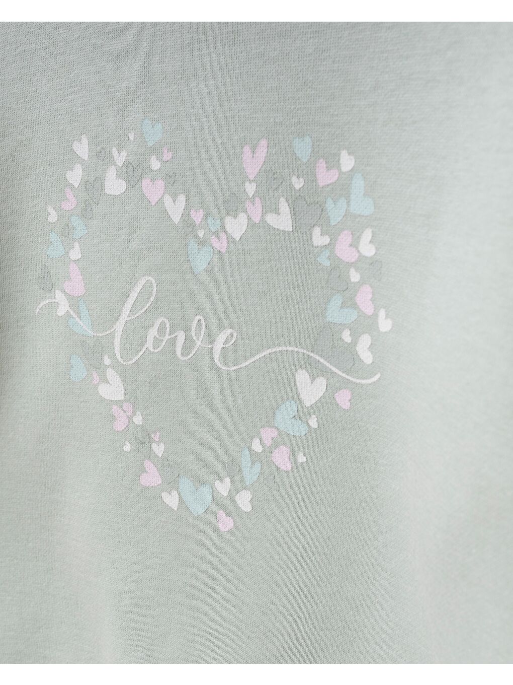 Kız Çocuk Pamuklu Mint Yeşili Love Baskılı Fırfır Detaylı Eşofman Takımı - Geniş Paça-4