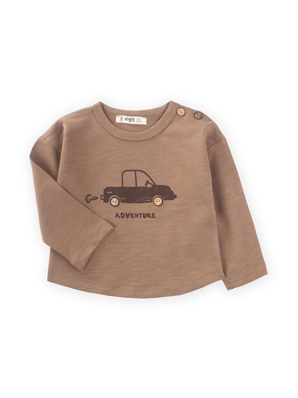 CİGİT Vizon Adventure Baskılı Erkek  Bebek Sweatshirt 0-5 Yaş Vizon