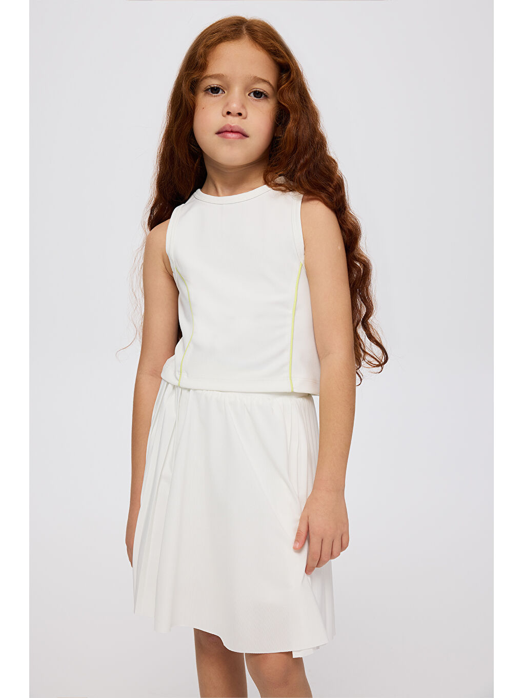 Kız Çocuk Sırt Fermuar Detaylı Yumuşak Dokulu Ekru Atlet-2