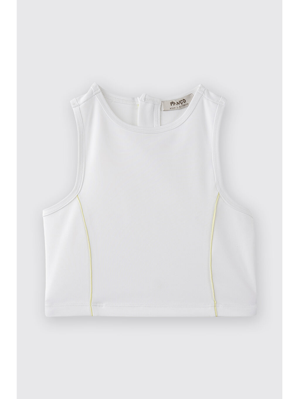 Kız Çocuk Sırt Fermuar Detaylı Yumuşak Dokulu Ekru Atlet-4