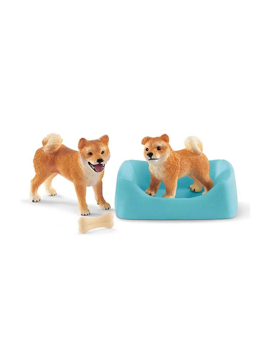 Schleich Beyaz-Renklibaskı Shiba Inu Anne ve Yavru