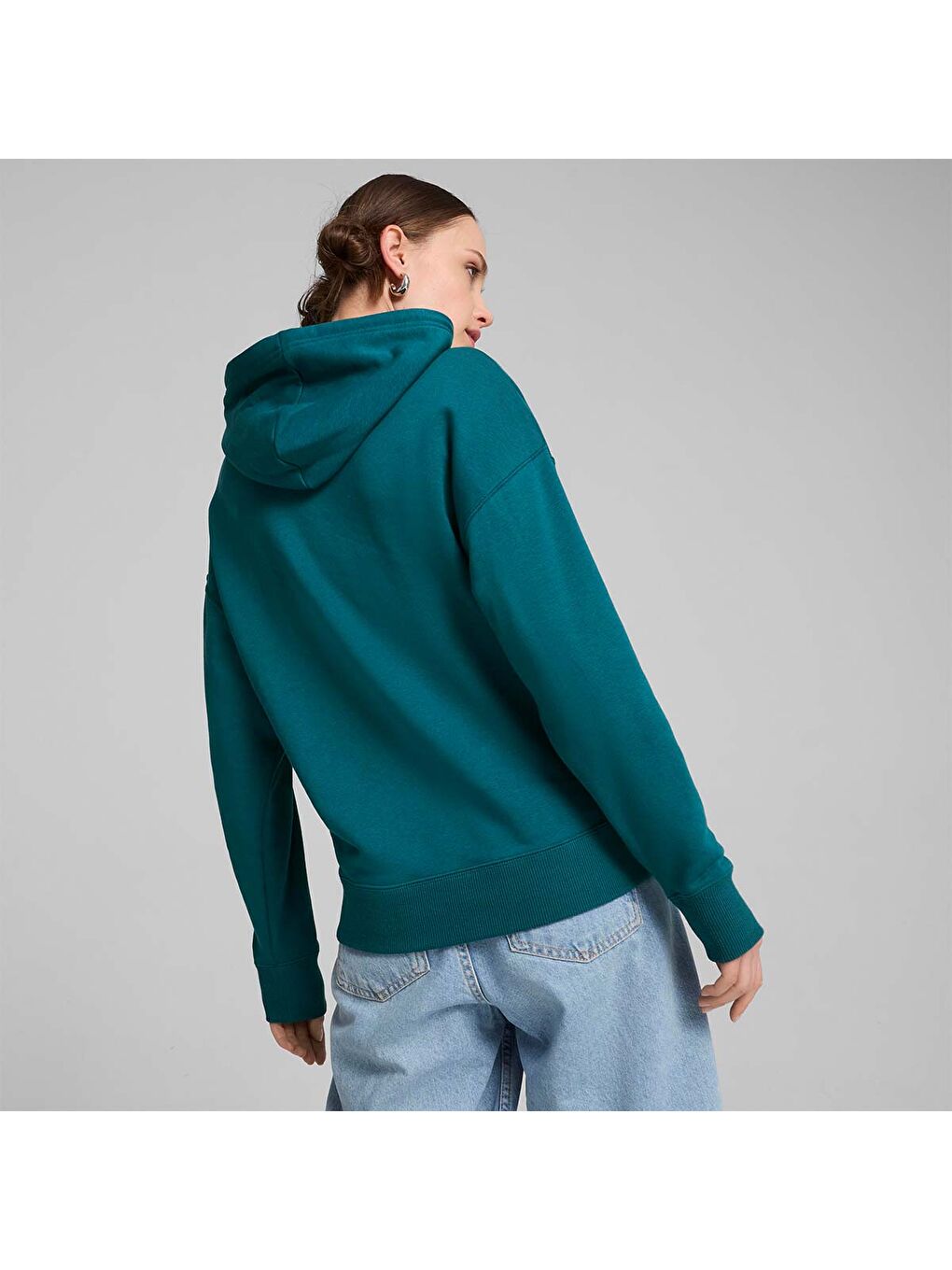 Classics Shiny Logo Kadın Yeşil Kapüşonlu Hoodie-3