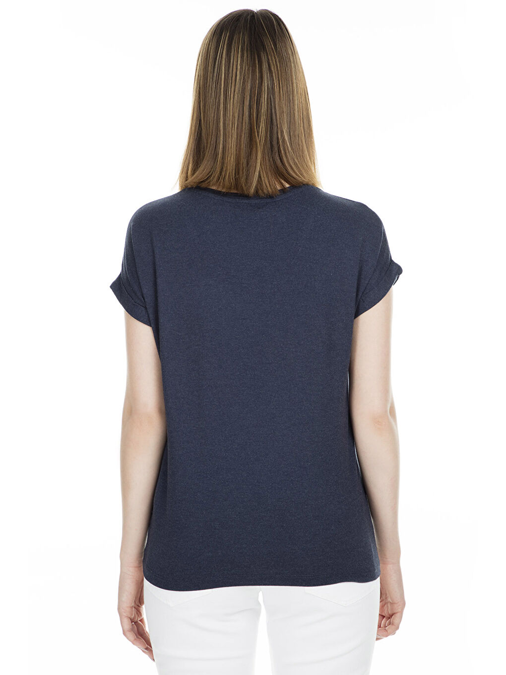 Lacivert Regular Fit Bisiklet Yaka Onlmoster Kadın T Shirt 15106662-1