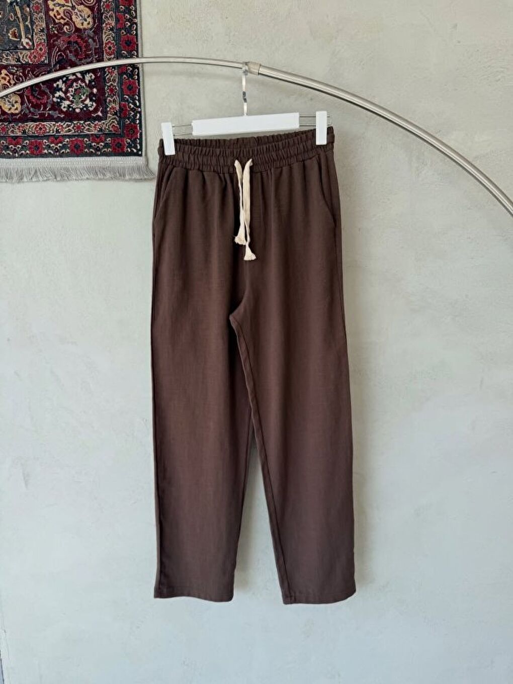 Kahverengi Erkek İthal Yıkamalı Keten Pantolon-2