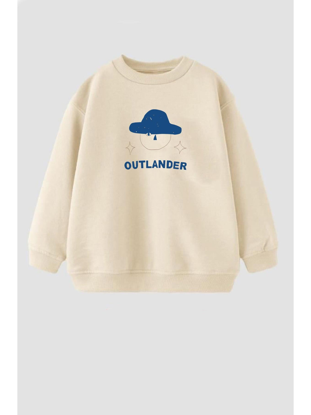 Bej Erkek Çocuk Baskılı 3 İplik Kumaş Pamuklu Sweatshirt-1
