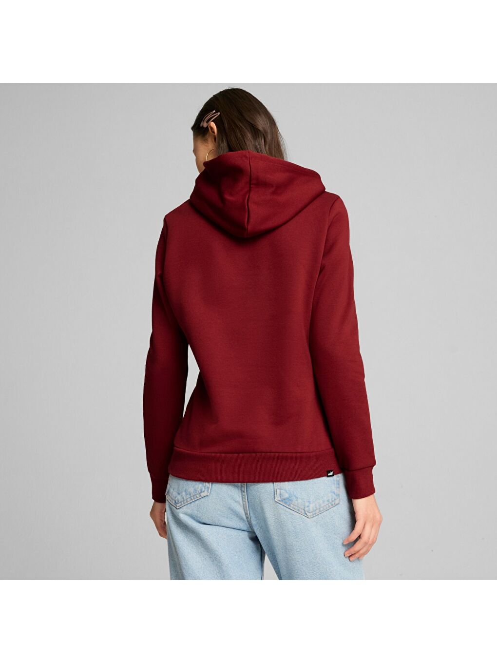 Ess Logo Lab Kadın Bordo Kapüşonlu Hoodie-3
