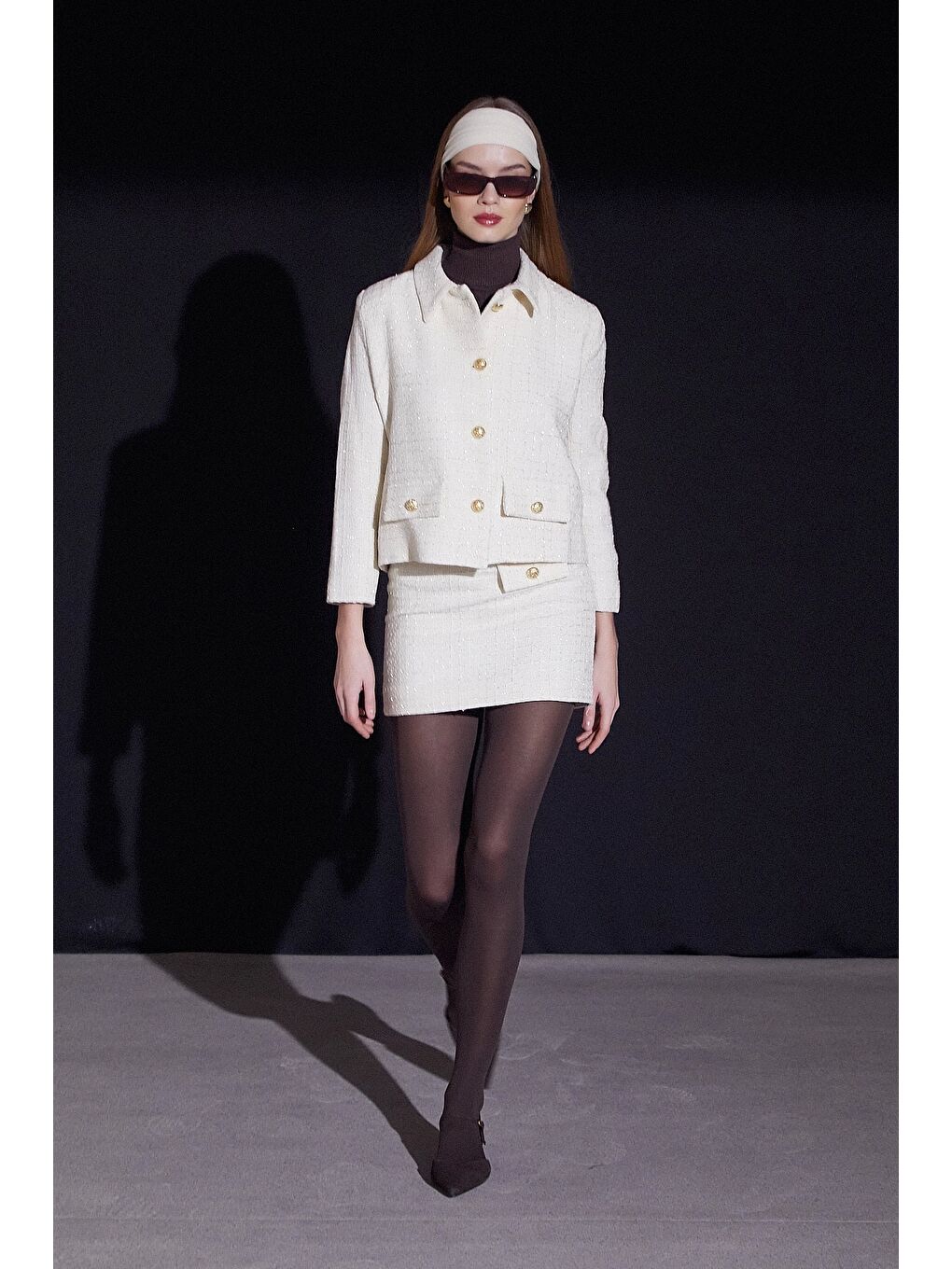 Cep Kapaklı Simli Etek Beyaz-1