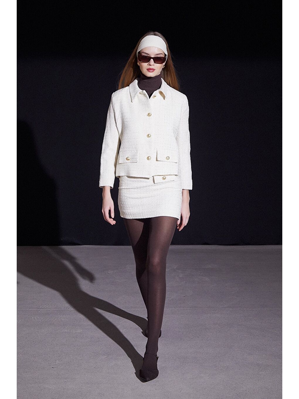 Cep Kapaklı Simli Etek Beyaz-2