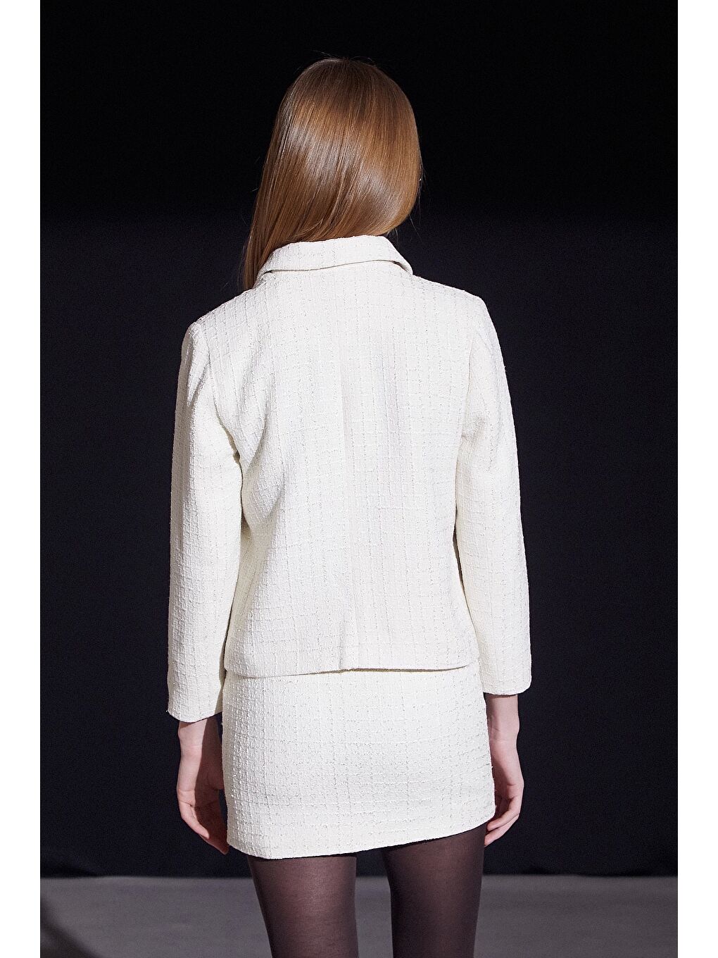 Cep Kapaklı Simli Etek Beyaz-3