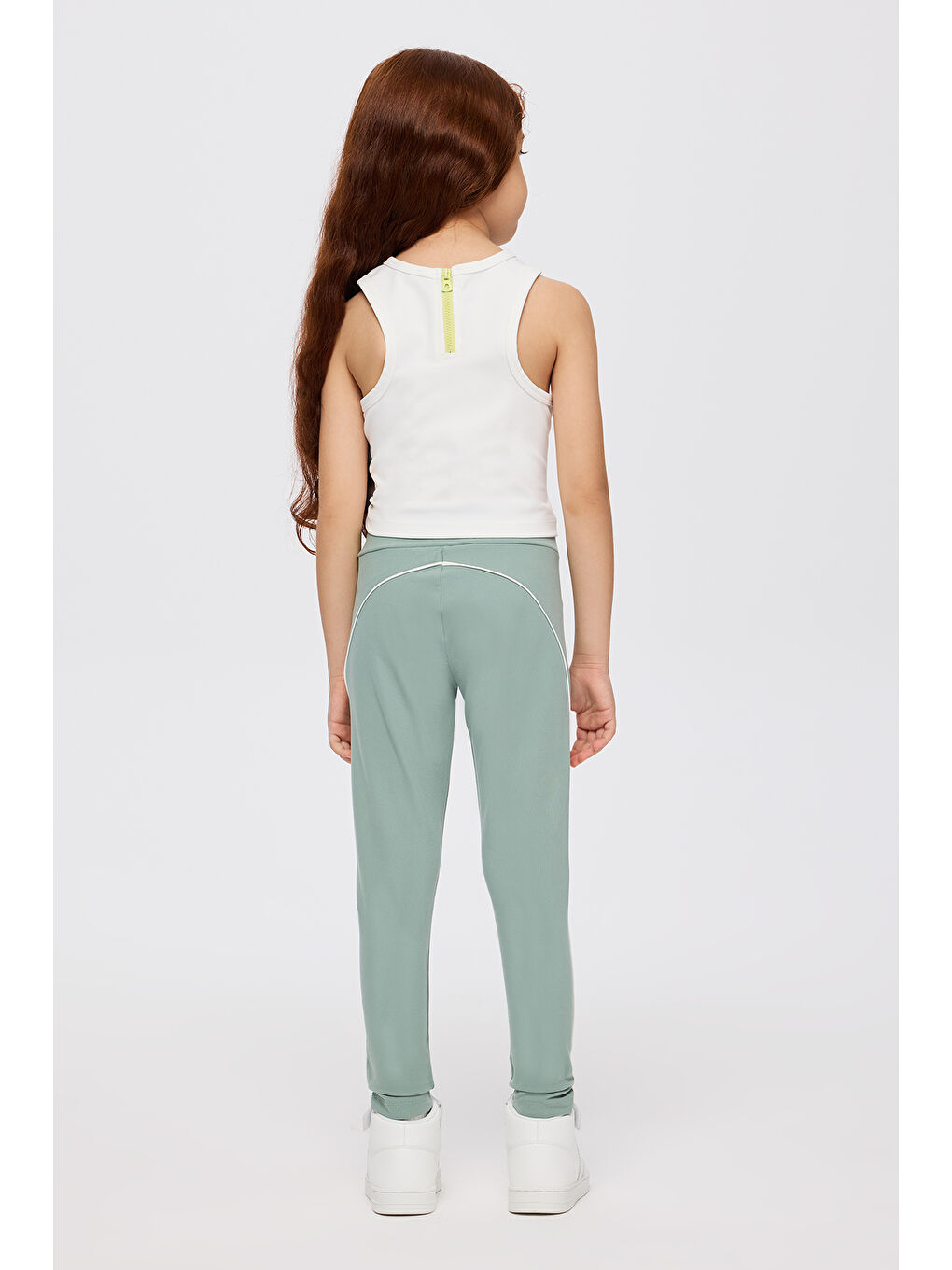 Kız Çocuk Yumuşak Dokulu Yeşil Tayt-1