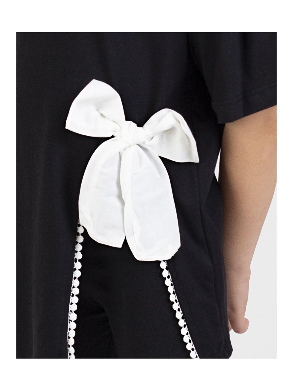 Siyah Kız Çocuk Mini Baskılı Tunik Model Yazlık Basic Takım 6-9 yaş-2