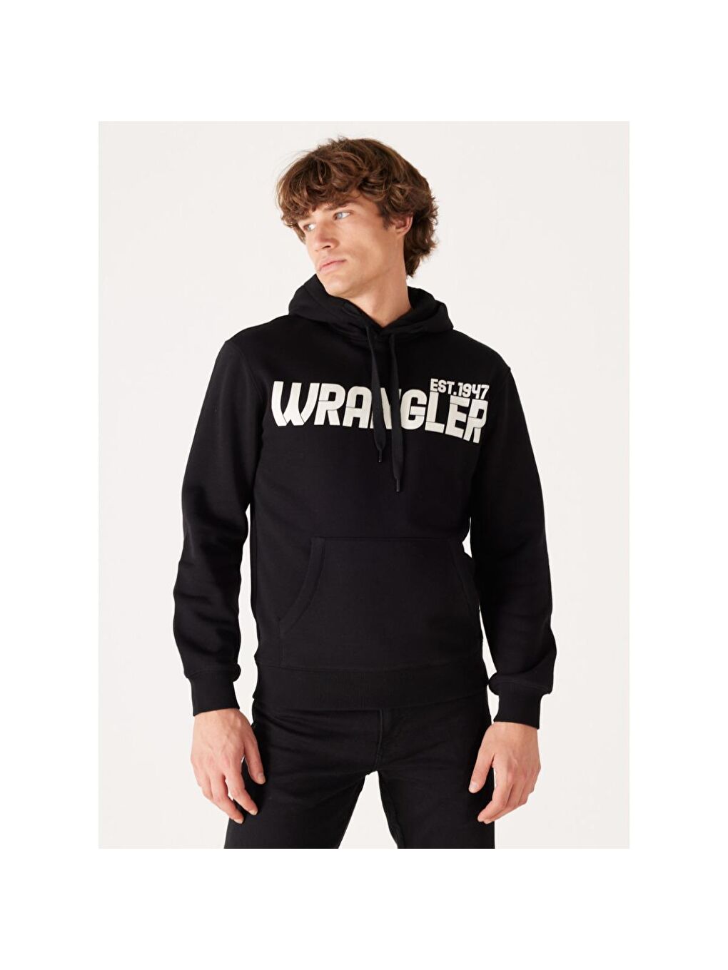 Wrangler Siyah Erkek Siyah Kapüşonlu Sweatshirt Hoodie