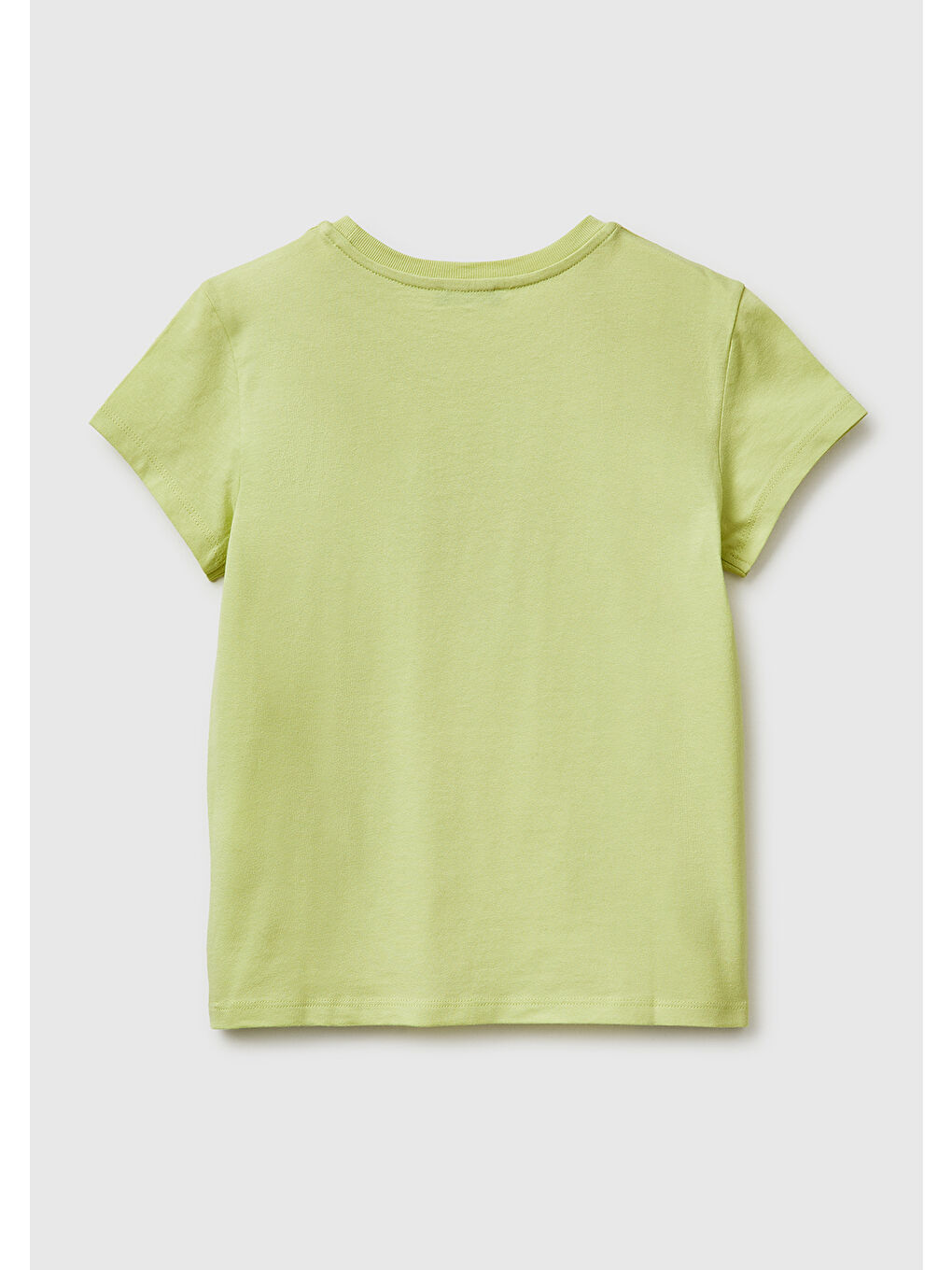 Kız Çocuk Sarı Simli Logolu Bisiklet Yaka T-Shirt-1