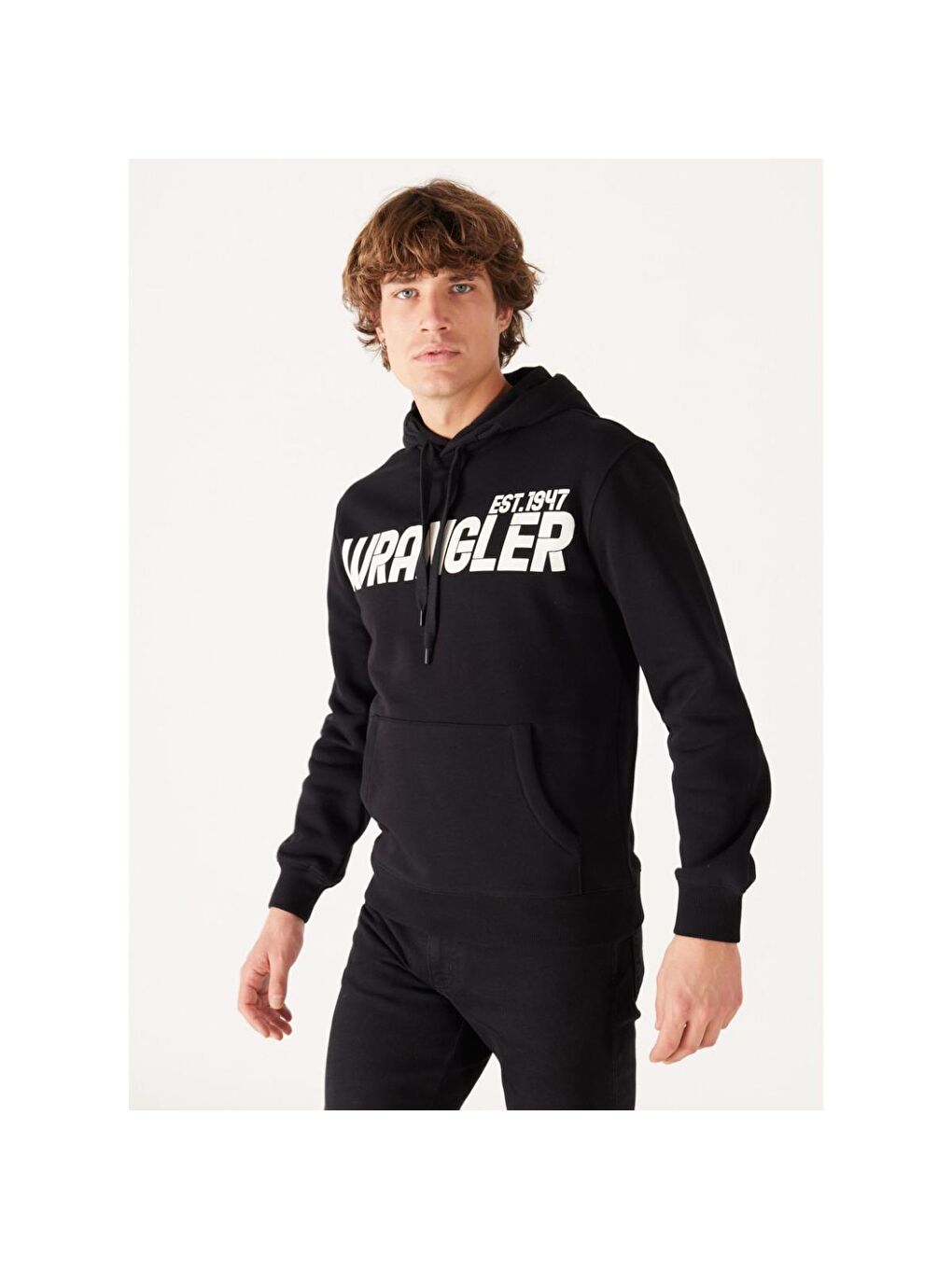 Wrangler Siyah Erkek Siyah Kapüşonlu Sweatshirt Hoodie - 1