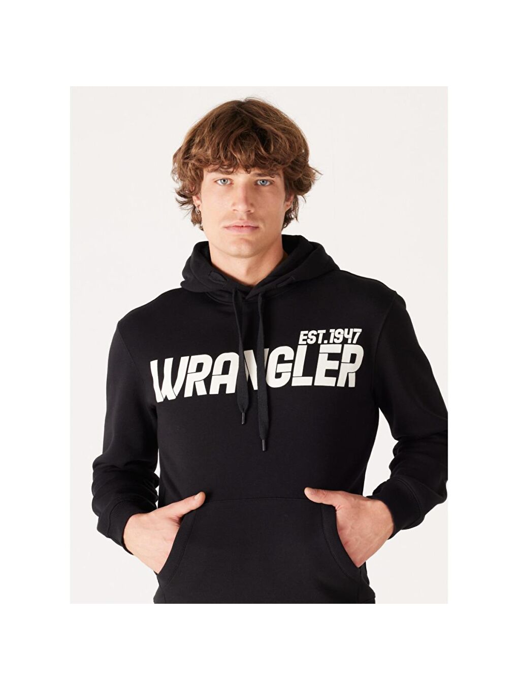 Wrangler Siyah Erkek Siyah Kapüşonlu Sweatshirt Hoodie - 2