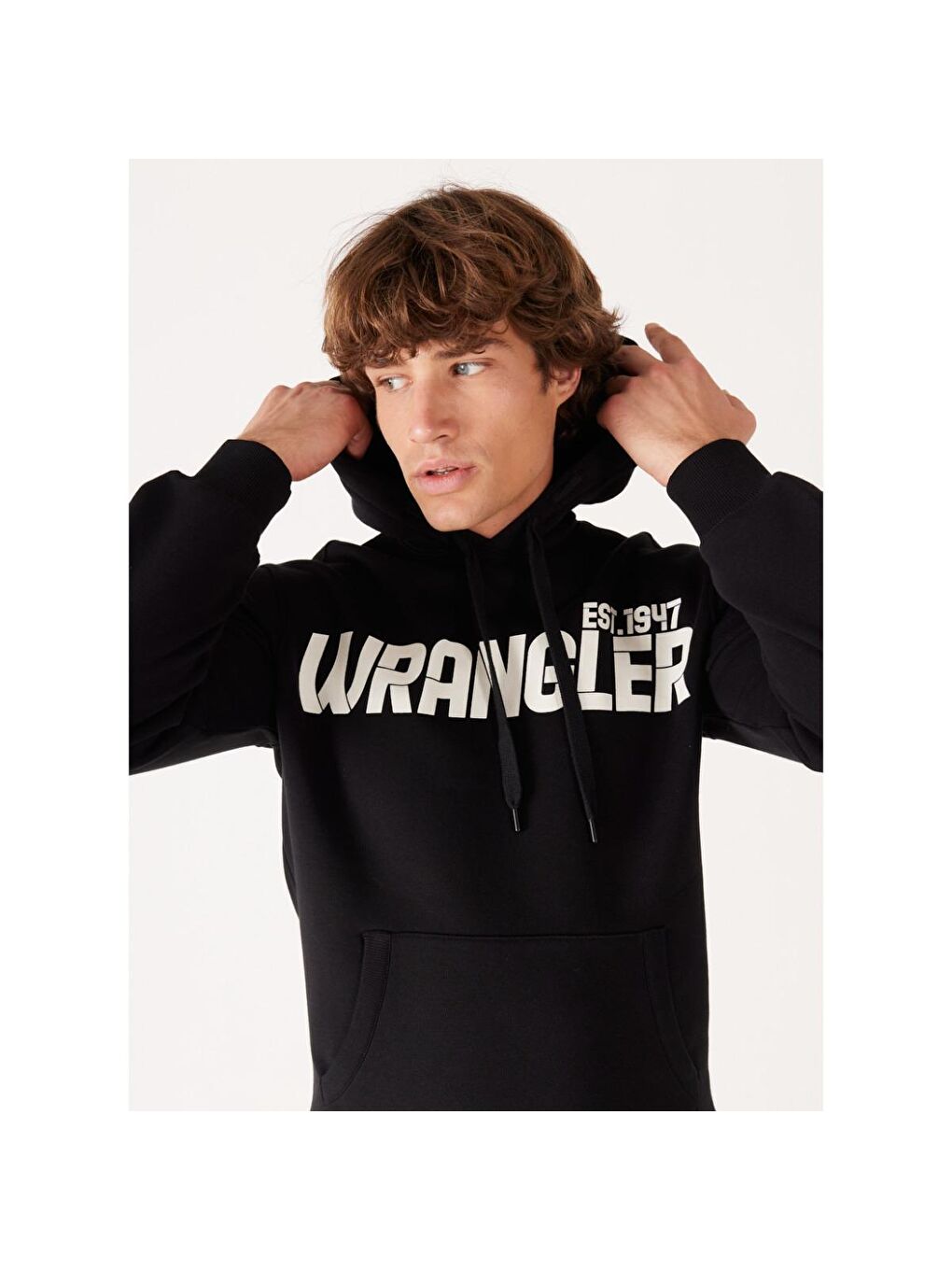 Wrangler Siyah Erkek Siyah Kapüşonlu Sweatshirt Hoodie - 3