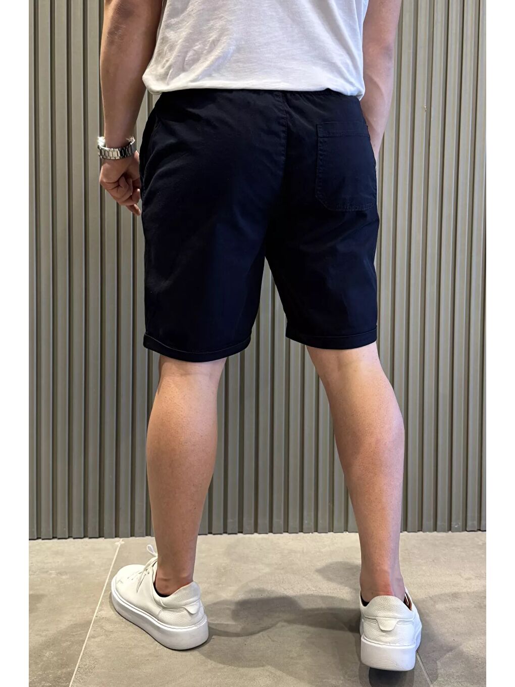 Lacivert Duble Paça Erkek Şort-2