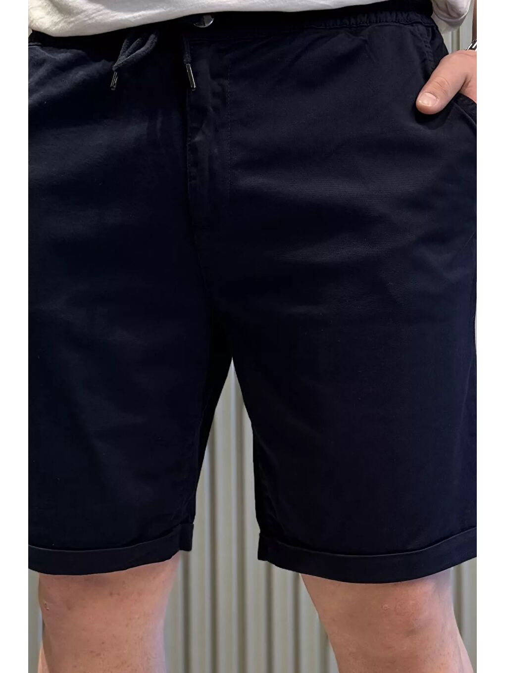 Lacivert Duble Paça Erkek Şort-3