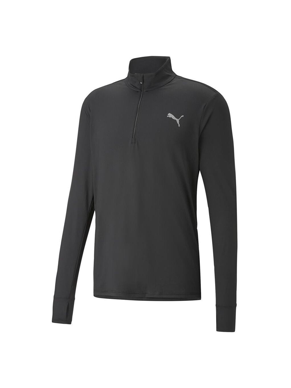 Run Favorite 1/4 Zip Erkek Siyah Dik Yaka Tişört