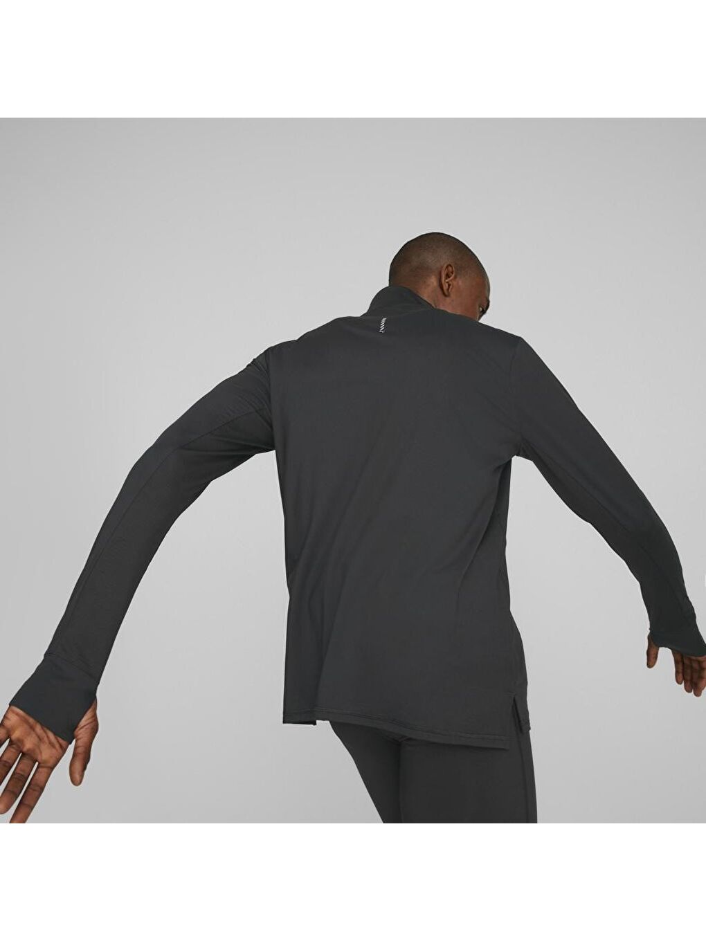 Run Favorite 1/4 Zip Erkek Siyah Dik Yaka Tişört-3