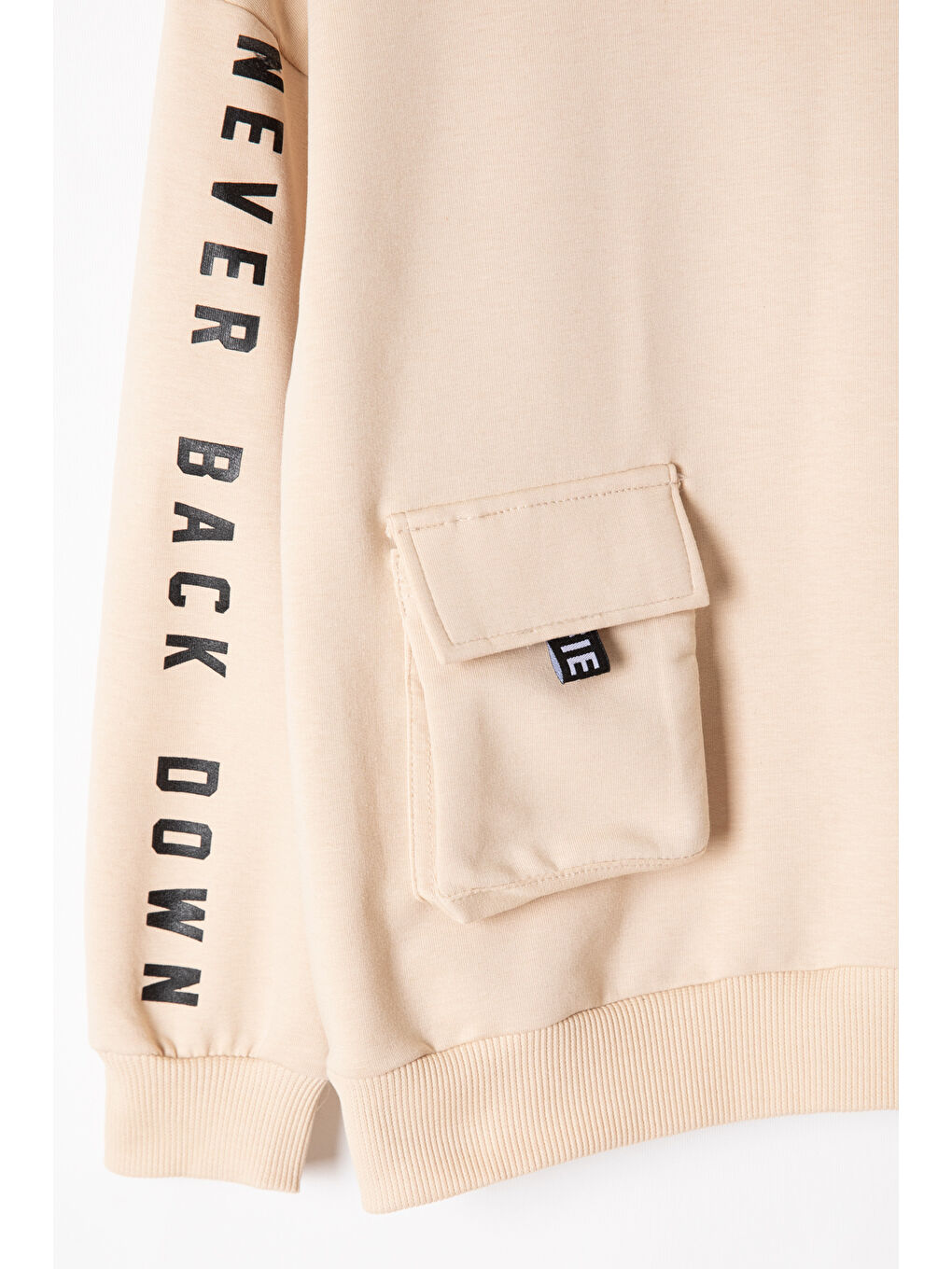 Ekru Krem NYC Yazılı Bisiklet Yaka Erkek Çocuk Sweatshirt 19630-3