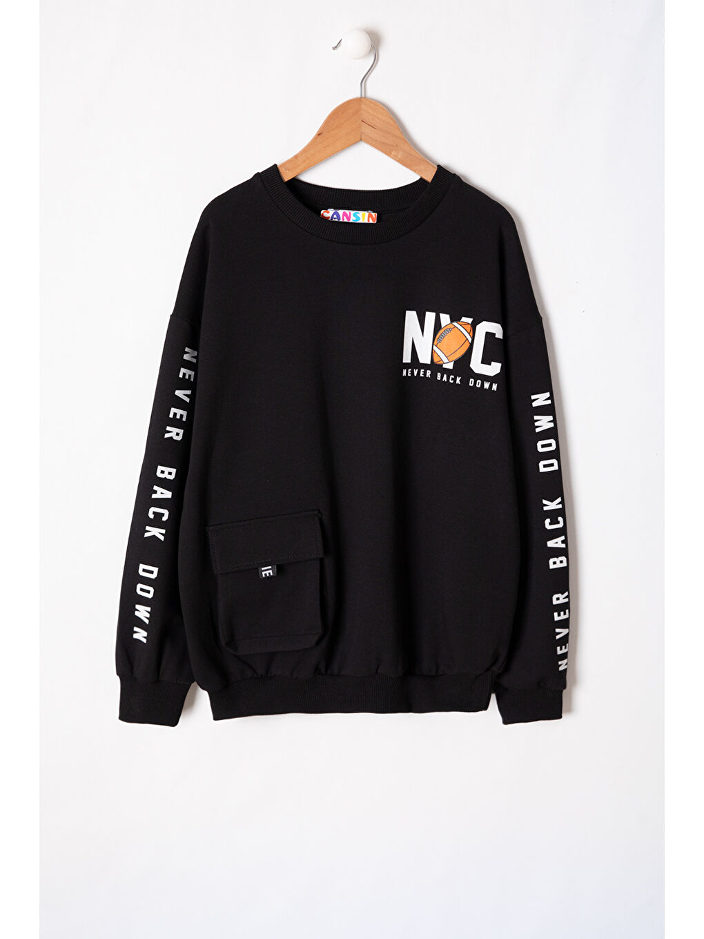 Siyah NYC Yazılı Bisiklet Yaka Erkek Çocuk Sweatshirt 19629