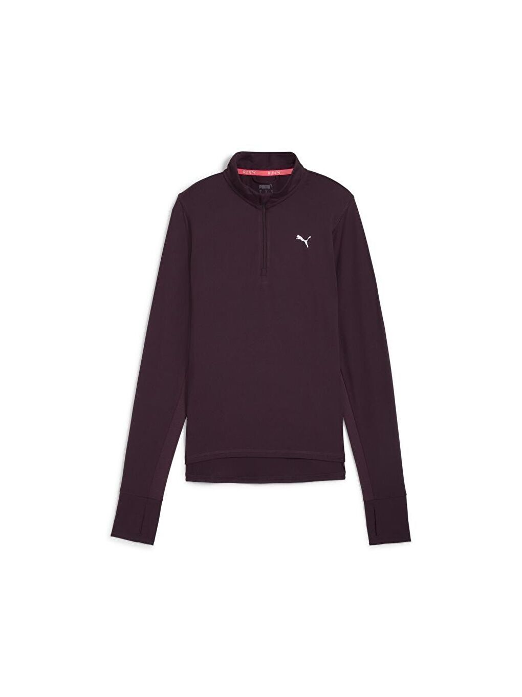 Run Favorite 1/4 Zip Kadın Bordo Dik Yaka Tişört