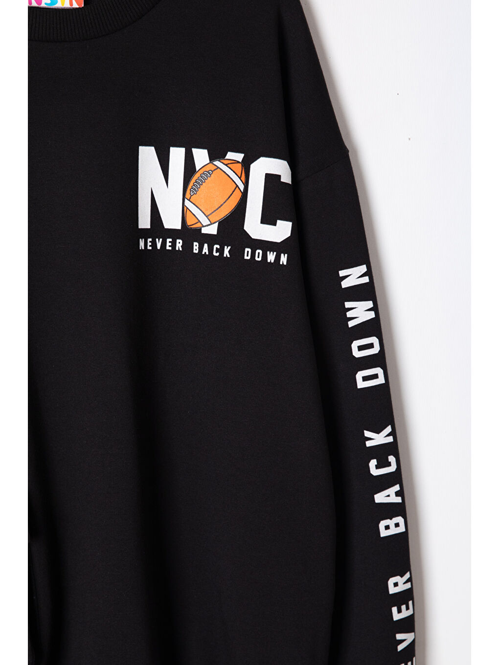 Siyah NYC Yazılı Bisiklet Yaka Erkek Çocuk Sweatshirt 19629-1