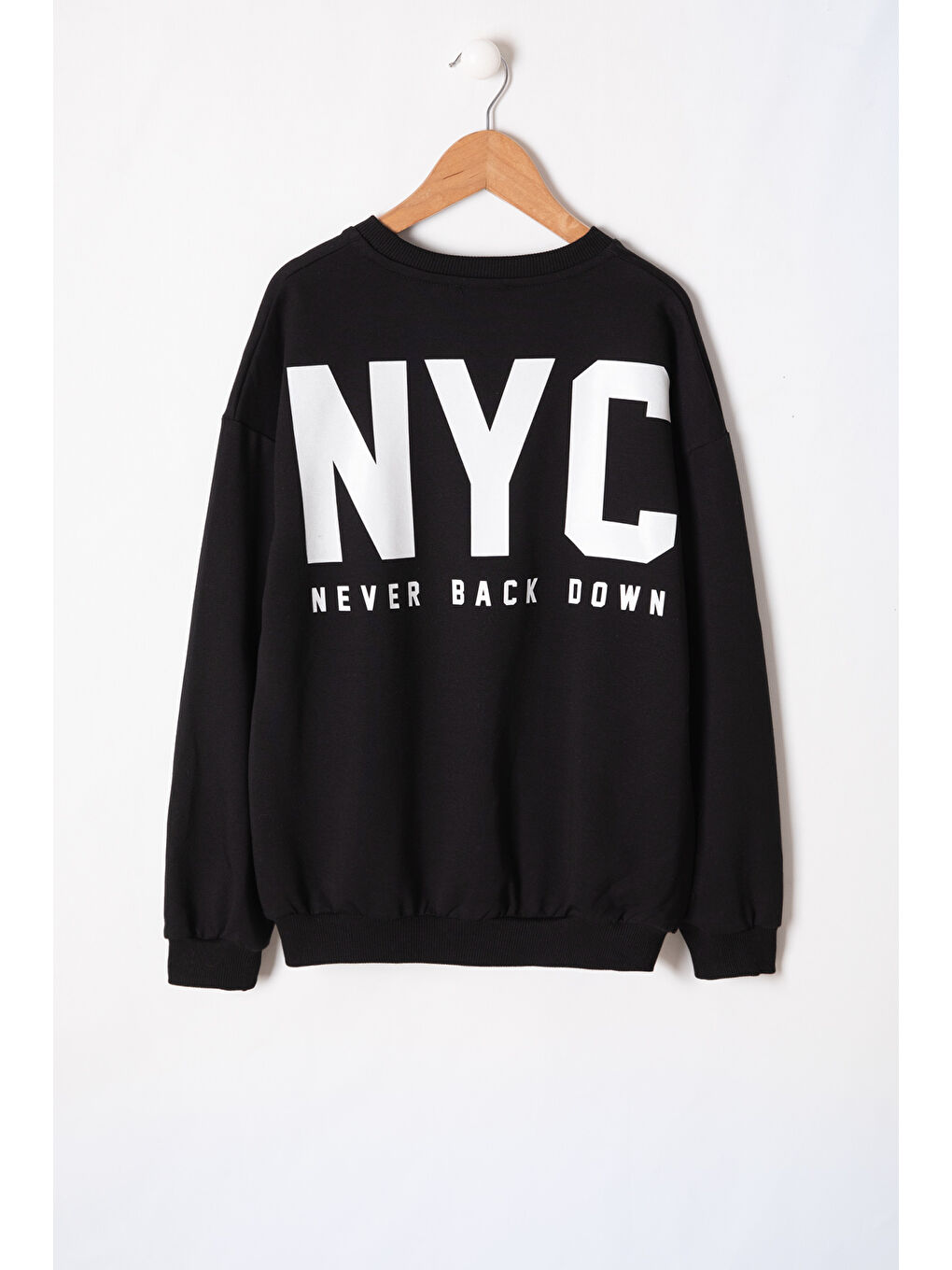 Siyah NYC Yazılı Bisiklet Yaka Erkek Çocuk Sweatshirt 19629-2