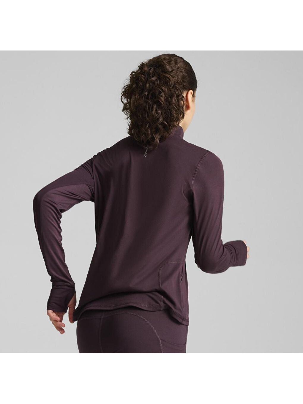 Run Favorite 1/4 Zip Kadın Bordo Dik Yaka Tişört-3