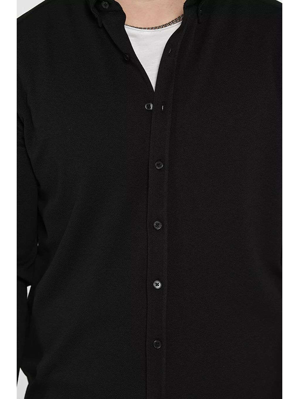 Siyah Uzun Kol Erkek Gömlek-3