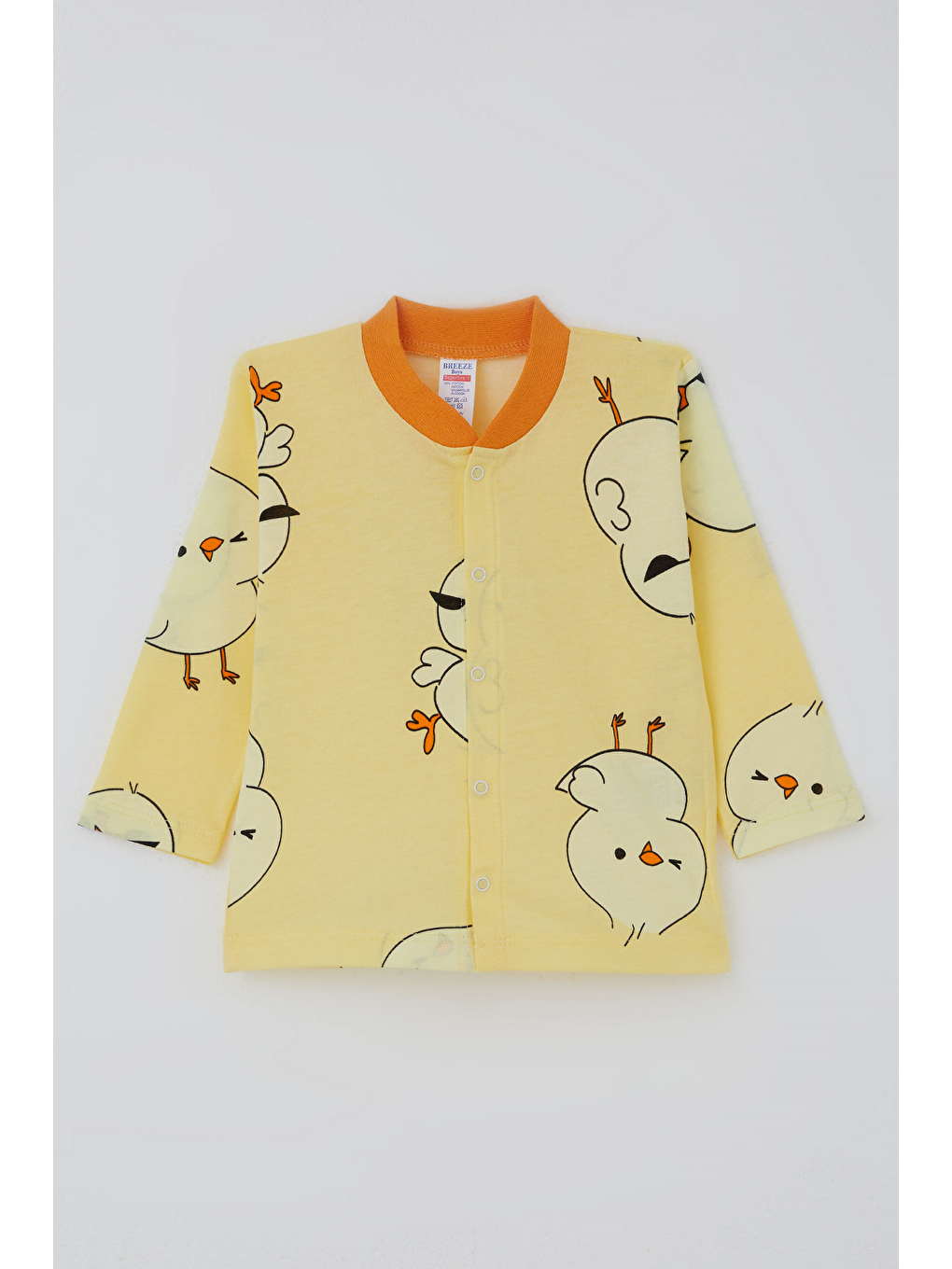Erkek Bebek Pijama Takımı Sevimli Civciv Desenli Önden Çıtçıtlı Sarı (4 Ay - 1 Yaş)-1