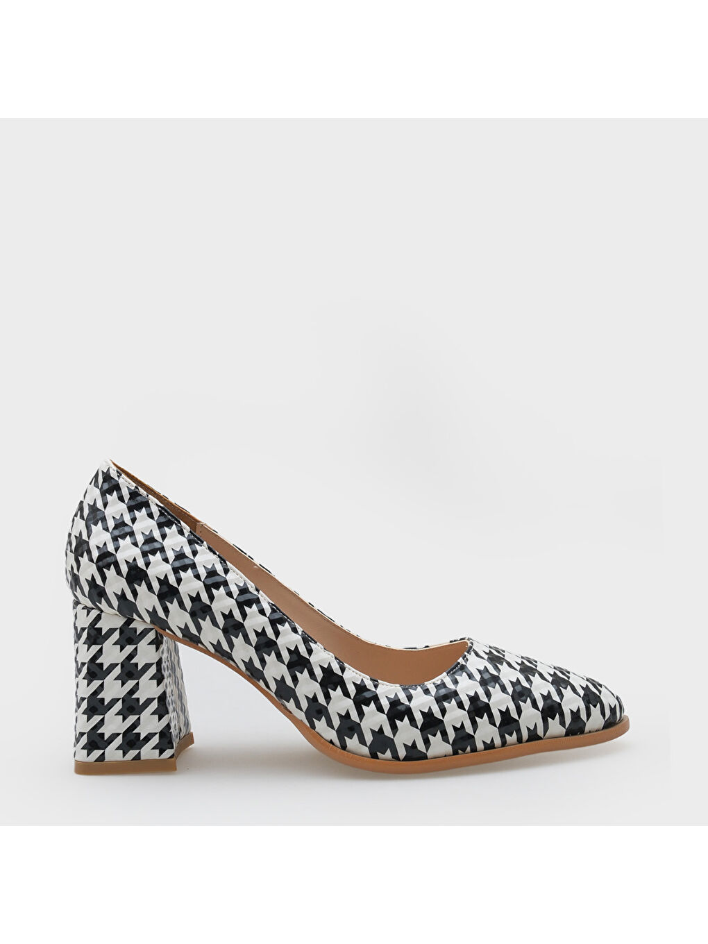 Siyah Penni Yuvarlak Burunlu Orta Topuklu Günlük Kadın Topuklu Ayakkabı