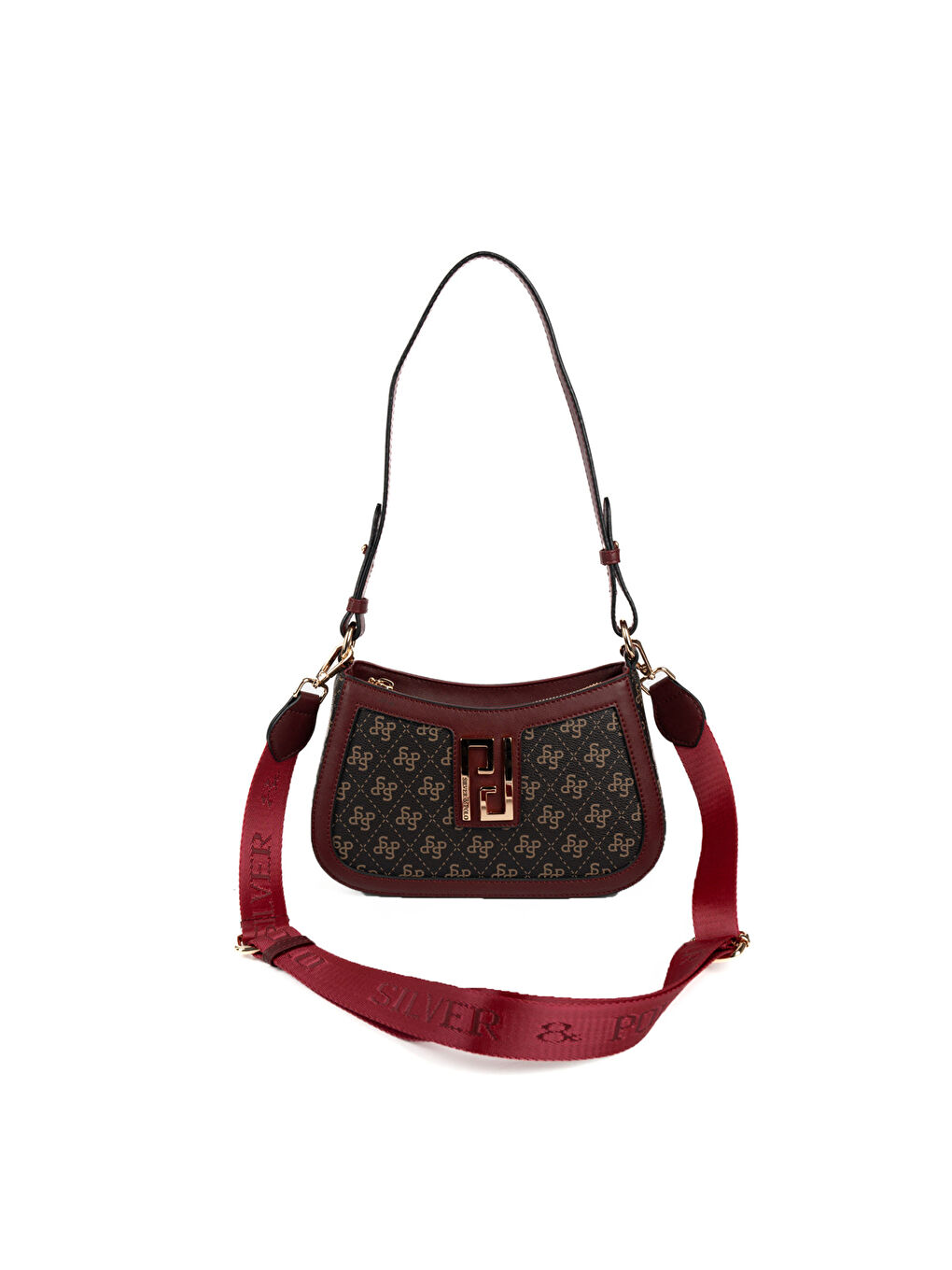 Kahverengi Kadın Omuz Çantası 1132-48653 SILVER POLO ÇAPRAZ BAYAN ÇANTASI M178 KAHVE SARI-MAT BORDO-4