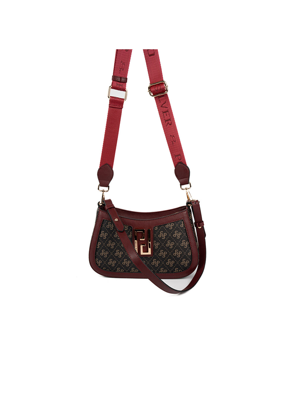Kahverengi Kadın Omuz Çantası 1132-48653 SILVER POLO ÇAPRAZ BAYAN ÇANTASI M178 KAHVE SARI-MAT BORDO-5