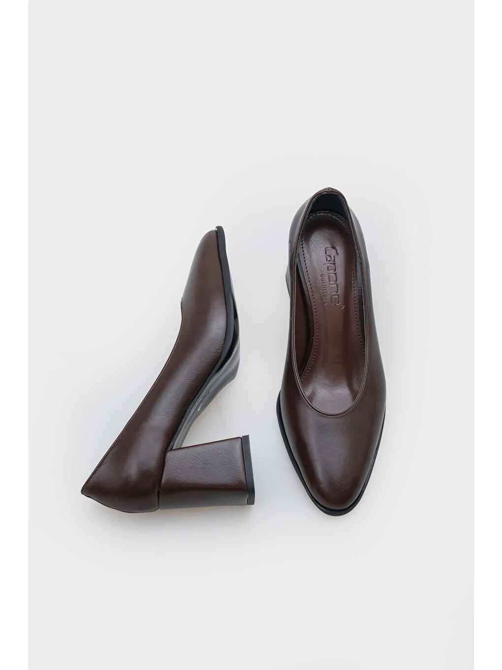 Kahverengi Daisie Yuvarlak Burunlu Orta Topuklu Günlük Kadın Topuklu Ayakkabı-3