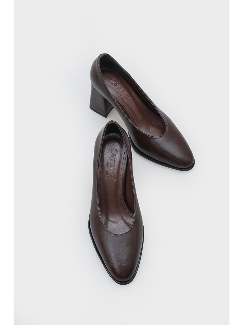 Kahverengi Daisie Yuvarlak Burunlu Orta Topuklu Günlük Kadın Topuklu Ayakkabı-4