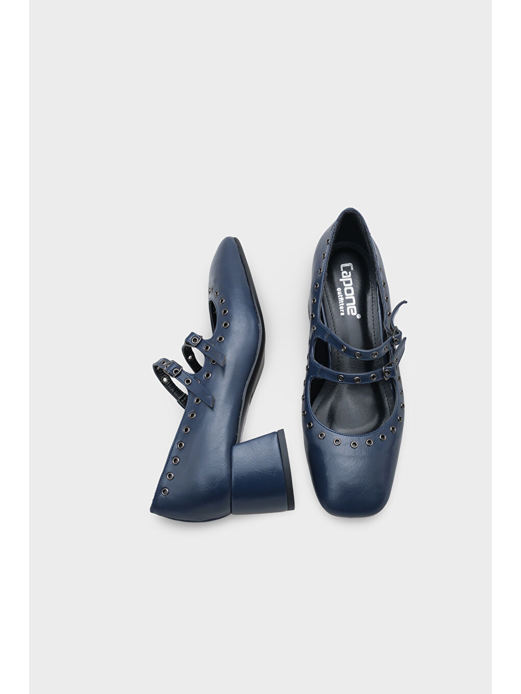 Lacivert Sharona Orta Topuklu Bantlı Zımbalı Mary Jane Kadın Ayakkabı-4