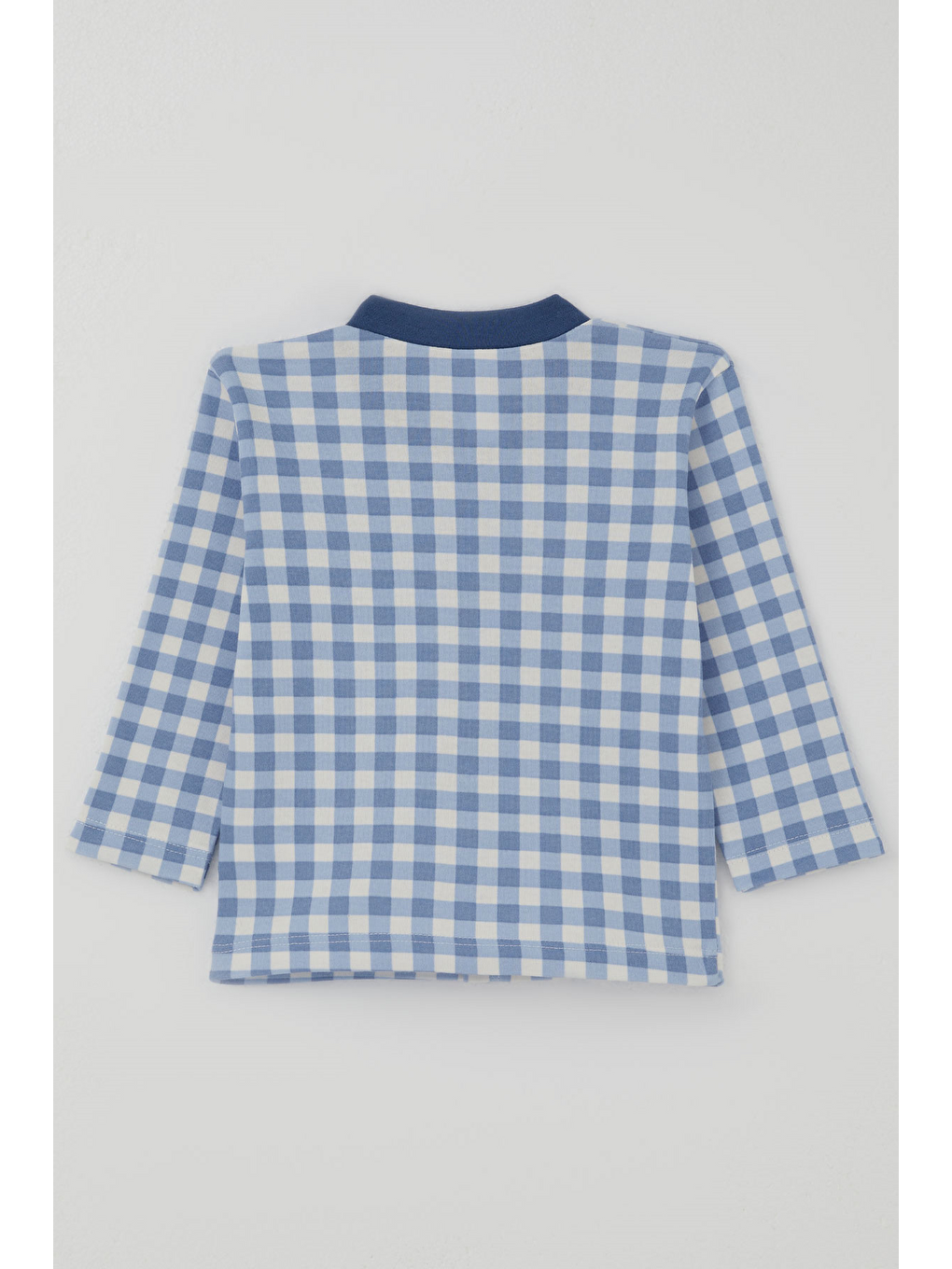 Erkek Bebek Pijama Takımı Ekose Desenli Önden Çıtçıtlı Mavi (4 Ay - 1 Yaş)-3