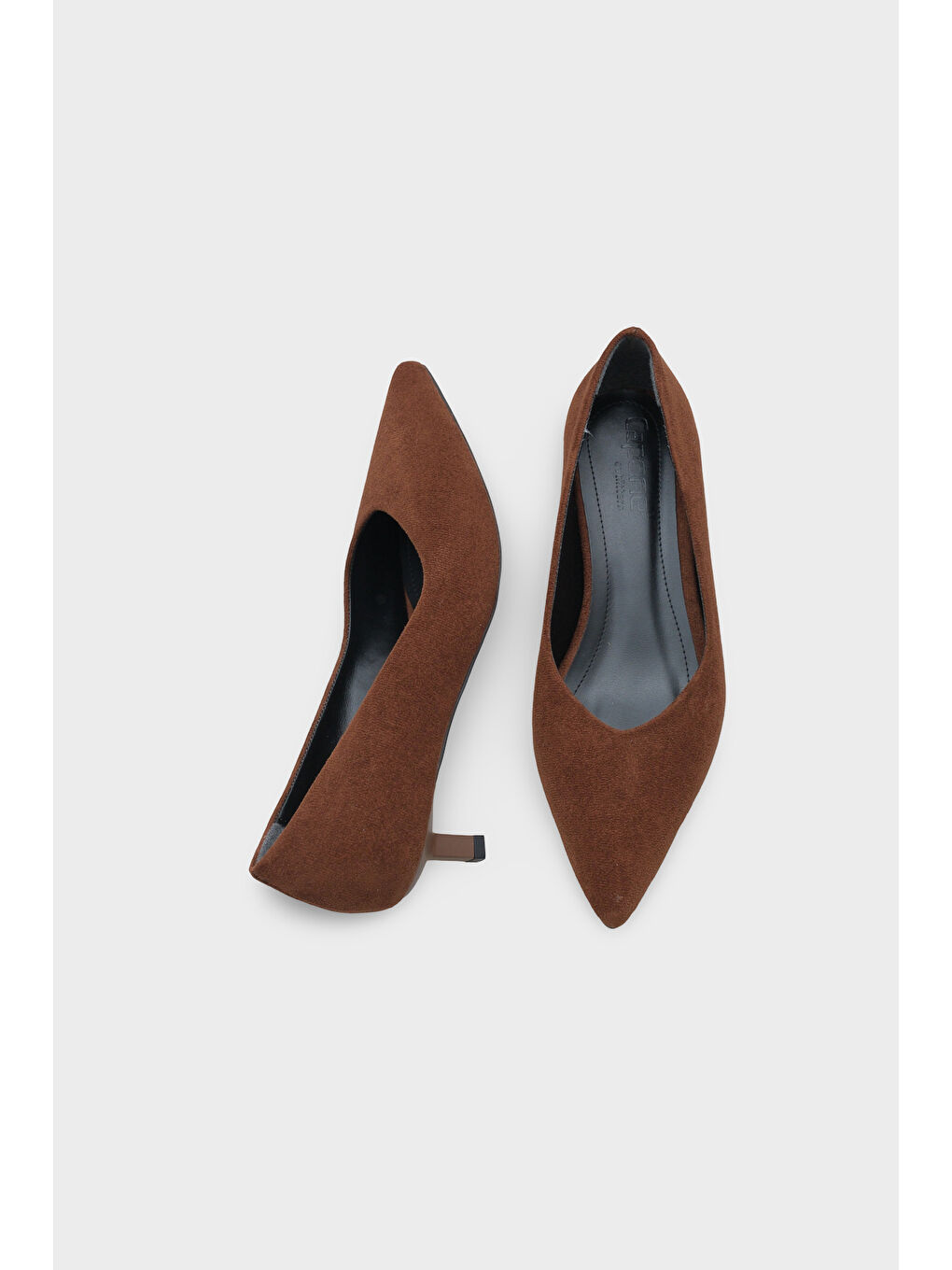 Kahverengi Shanta Süet Görünümlü Sivri Burun Kısa Topuk Günlük Kadın Topuklu Ayakkabı-4