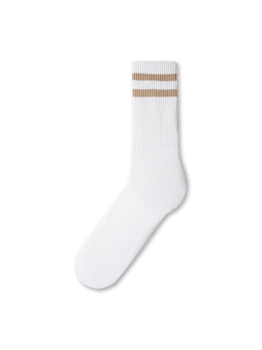 Erkek Havlu Taban Çizgili Soket Çorap Beyaz/Bej
