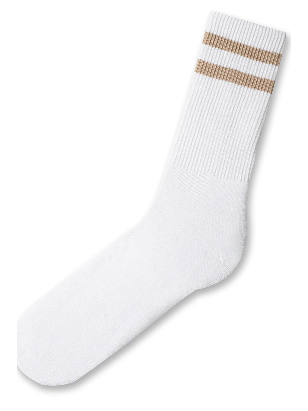 Erkek Havlu Taban Çizgili Soket Çorap Beyaz/Bej-1