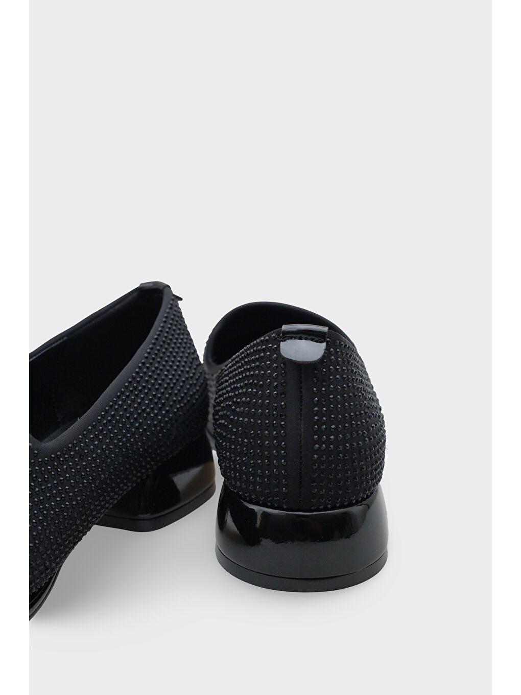 Siyah Amelia Kısa Topuklu Taşlı Streç Konfor Kadın Ayakkabı-5