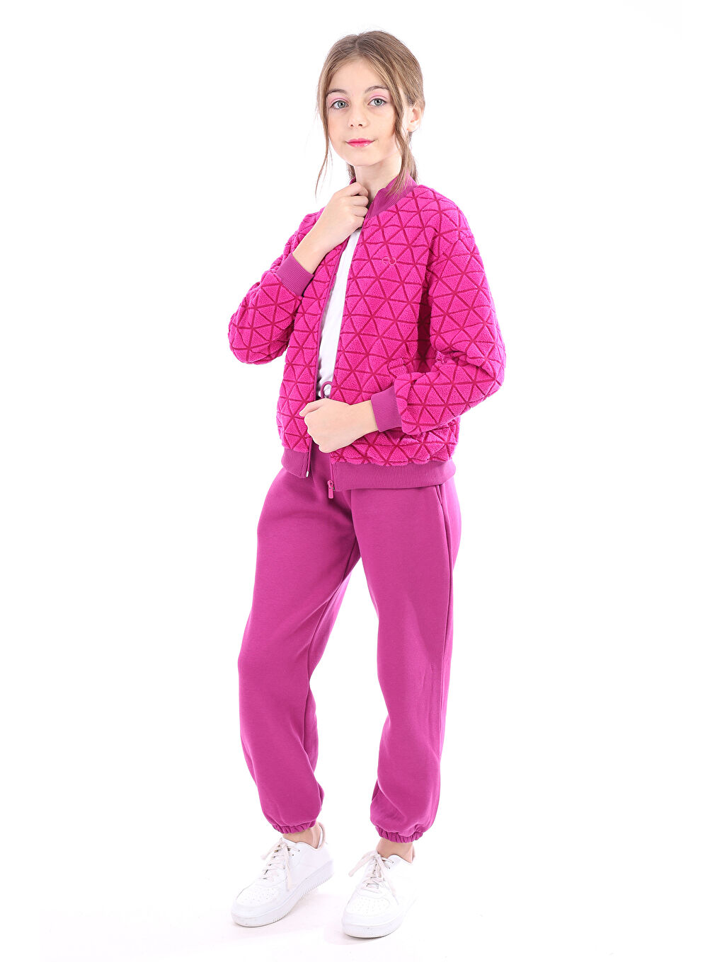 Mürdüm Kız Çocuk Nakışlı Hırka