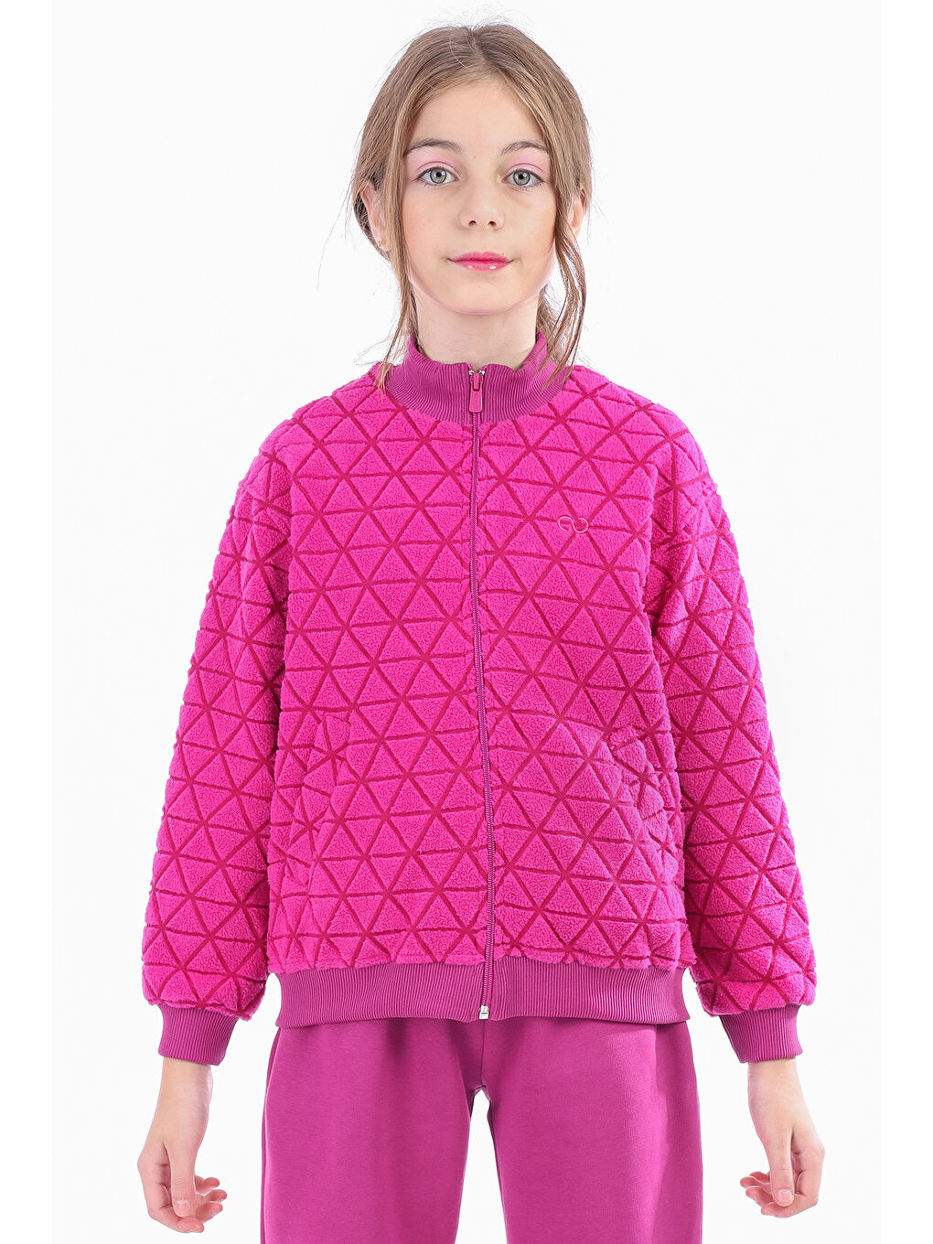 Mürdüm Kız Çocuk Nakışlı Hırka-1