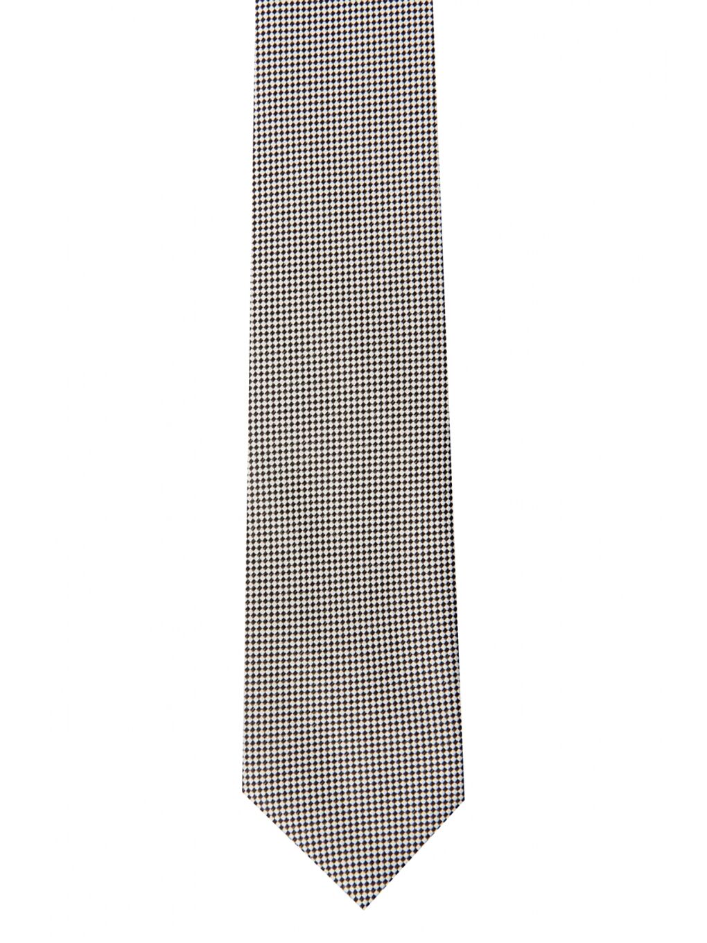 Erkek Gri-Siyah Desenli Klasik Nano Kravat-1